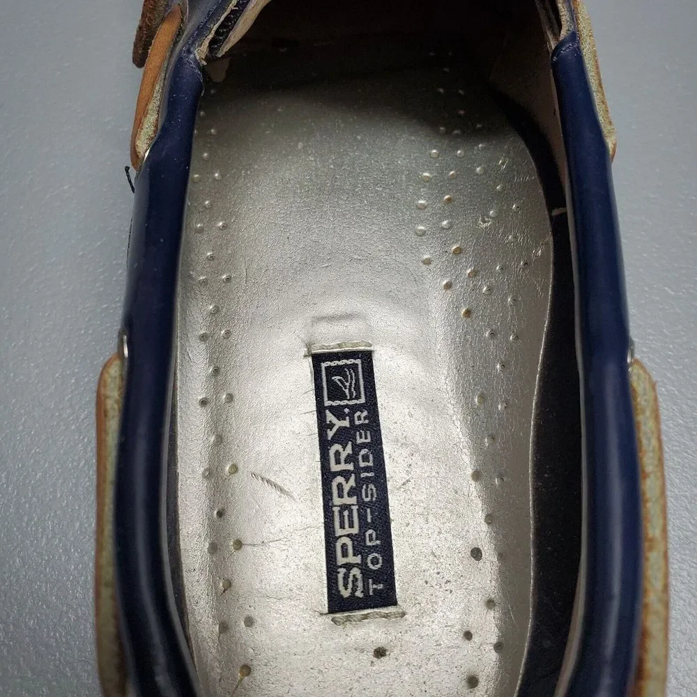 SPERRY Top Sider Angelfish Boat Shoes Women 7.5 Navy Denim 2 Eye Slip On 9294307